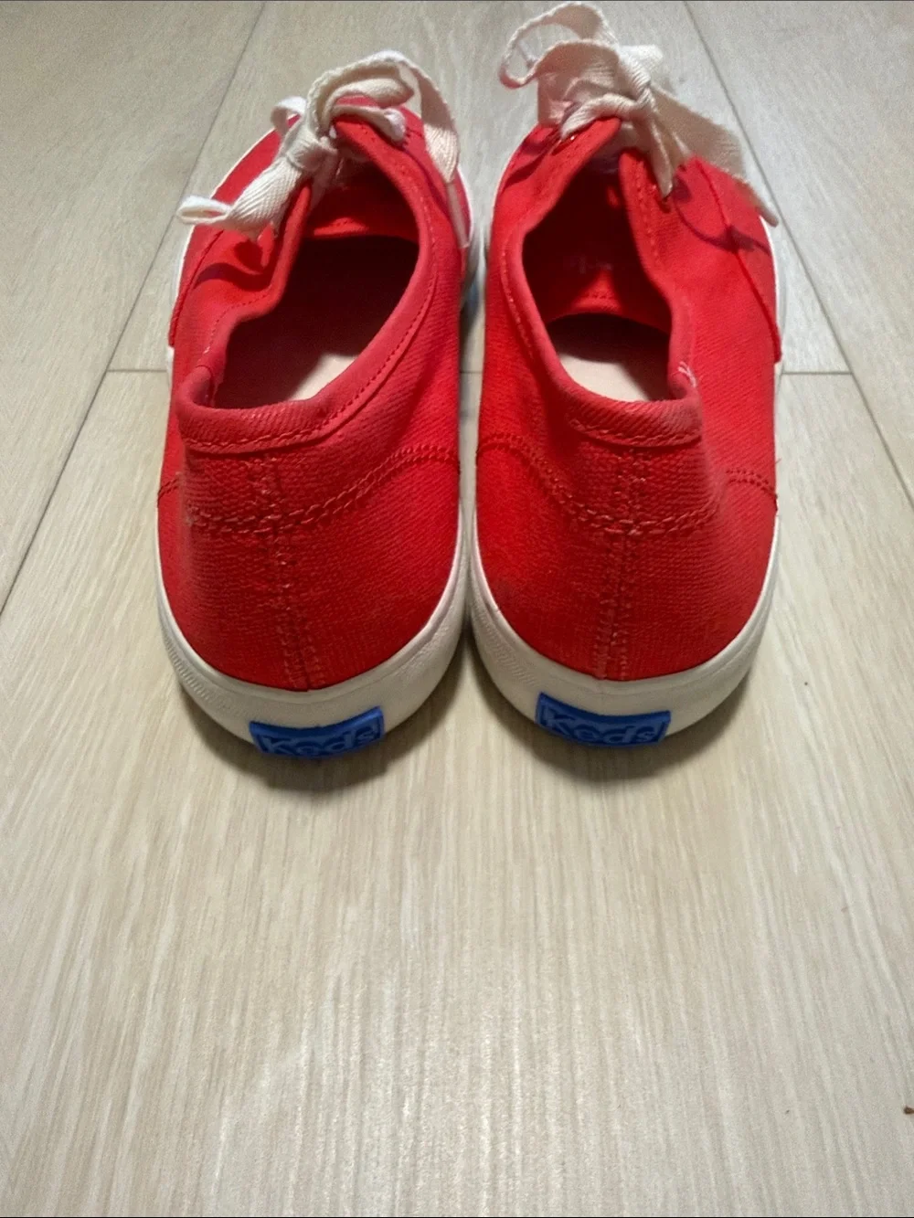 Keds Red Canvas Low-Top Sneakers with White Laces